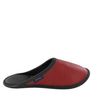 Men's Red All-Leather Mule Slippers
