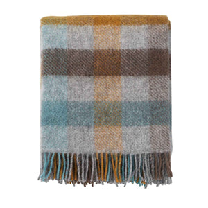 Gotland Turquoise and Grey Wool Blanket