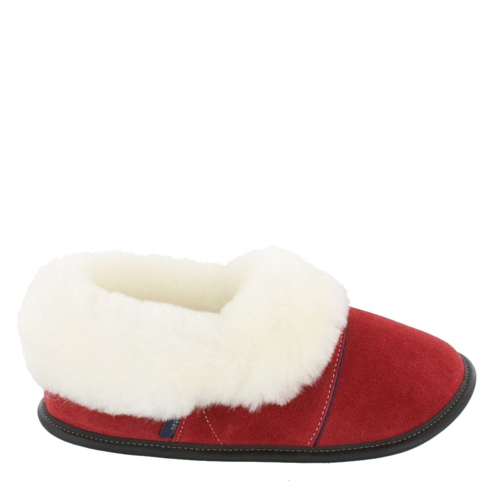 Women's Red Lazybone Sheepskin Slippers