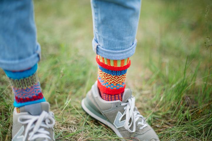 Person Wearing Cosmos Solmate Crew Socks