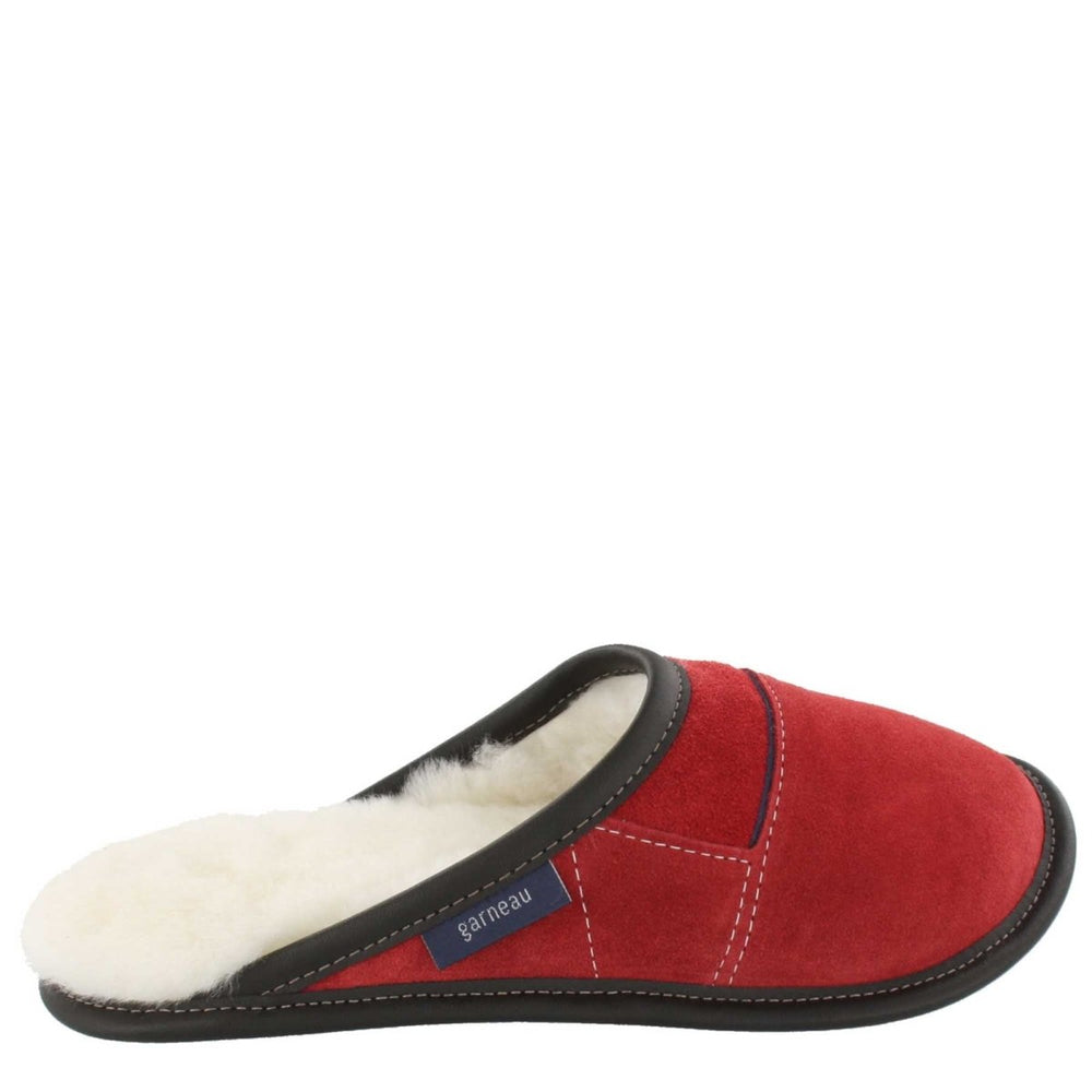 Women's Red Suede and Sheepskin Mule Slippers