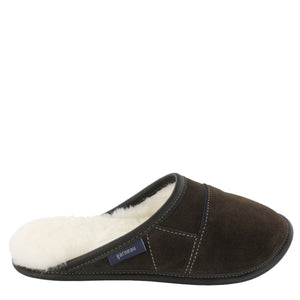 Women's Brown Suede and Sheepskin Mule Slippers
