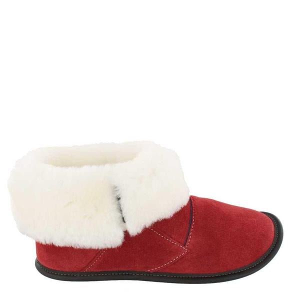 Men's Red Suede and Sheepskin Shin Hugger Slippers