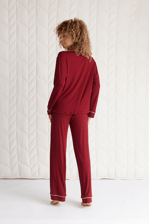 Long Sleeve Button - Down Pajama Set - Garneau Slippers