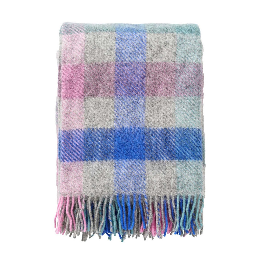 Gotland Pink and Blue Wool Blanket