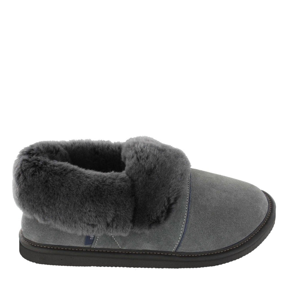 
            
                Load image into Gallery viewer, Men&amp;#39;s Charcoal Lazybone Sheepskin Slippers with EVA Outsole
            
        