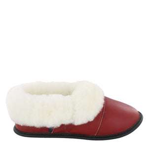 
            
                Load image into Gallery viewer, Men&amp;#39;s Red Leather Lazybone Sheepskin Slippers
            
        