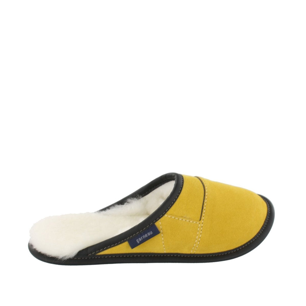 Women's Yellow Suede and Sheepskin Mule Slippers