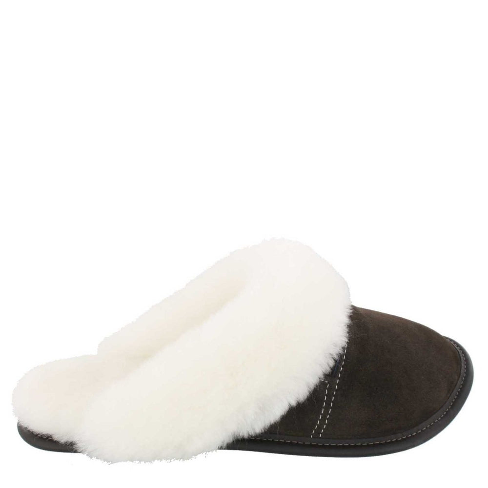 
            
                Load image into Gallery viewer, Women&amp;#39;s Brown Suede and Sheepskin Mule Head Slippers
            
        