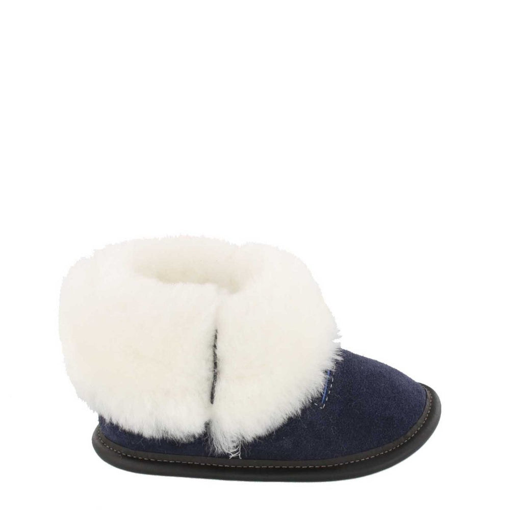 
            
                Load image into Gallery viewer, Kids&amp;#39; Navy Playmate Sheepskin Slippers
            
        