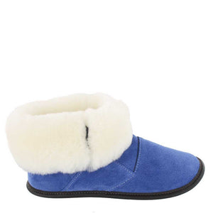 
            
                Load image into Gallery viewer, Women&amp;#39;s Blue Suede and Sheepskin Shin Hugger Slippers
            
        