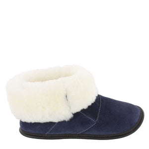 
            
                Load image into Gallery viewer, Men&amp;#39;s Navy Suede and Sheepskin Shin Hugger Slippers
            
        